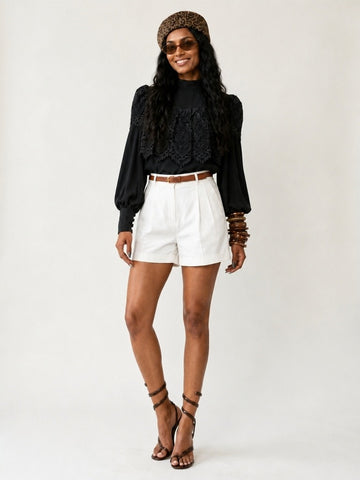 Elegant Lace Spliced Blouse