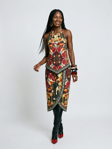 Wanderlust Floral Halter Skirt Set
