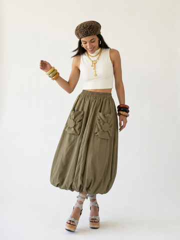 Grounded Loose Pocket Puff Skirt