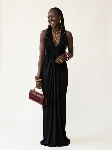 Confident Draped Halter Maxi Dress