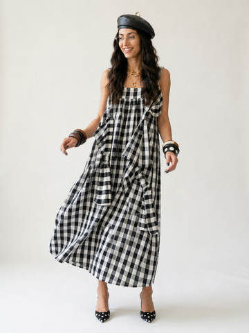 Sovereign Plaid Patchwork Maxi Dress