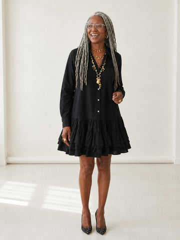 Elegant Ruffled Mini Shirt Dress