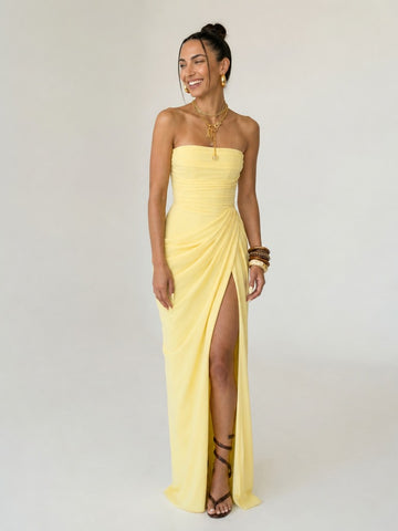 Radiant Pleated Split Maxi Dress