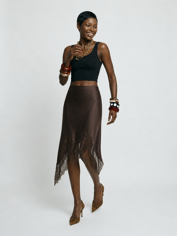 Ethereal Lace Patchwork Midi Skirt