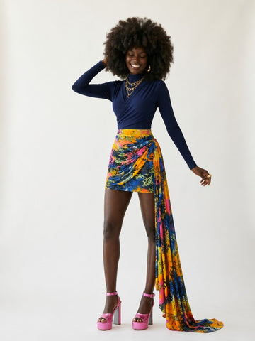 Vibrant Ruched Mini Skirt Set