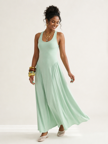 Grounded Ruched Jersey Maxi Dress