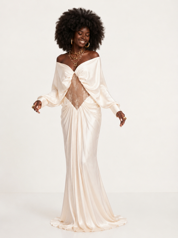 Elegant Lace Spliced Maxi Dress