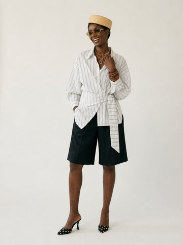 Free Spirit Striped Irregular Blouse