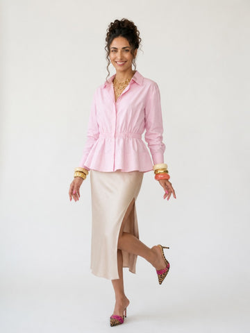 Elegant Ruched Peplum Blouse