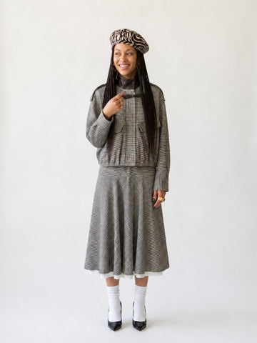 Sovereign Checked Zipper Skirt Set