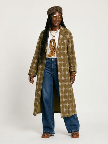 Audacious Denim Dot Trench Coat