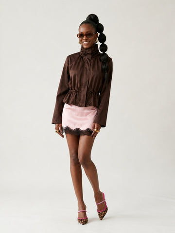 Elegant Satin Drawstring Jacket