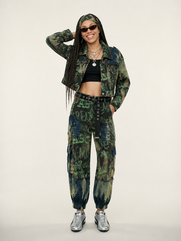 Audacious Printed Denim Two-Piece Set