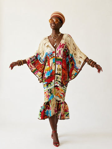 Wanderlust Pleated Patchwork Kaftan