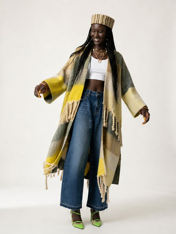 Wanderlust Fringed Geometric Kimono