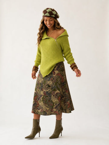 Grounded Asymmetric Zipper Sweater