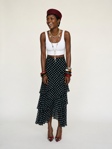 Graceful Polka Dot Ruffle Skirt