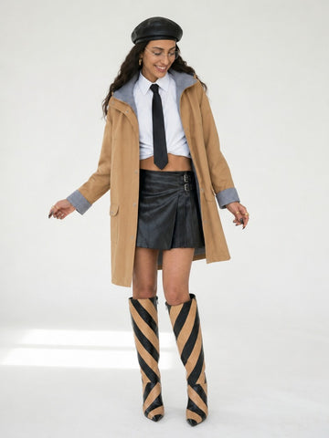 Confident Oversized Patchwork Trench Coat