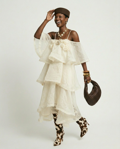 Ethereal Tiered Mesh Maxi Dress