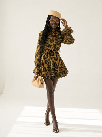 Fierce Leopard Print Mini Dress