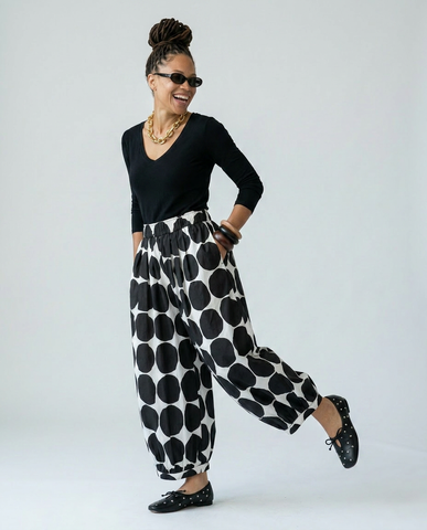 Vibrant Polka Dot Wide Leg Trousers