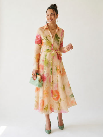 Radiant Floral A-Line Maxi Dress