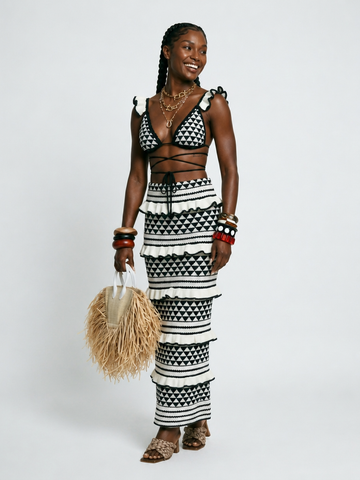 Wanderlust Striped Knit Ruffle Set