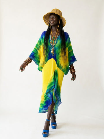 Vibrant Pleated Loose Kaftan
