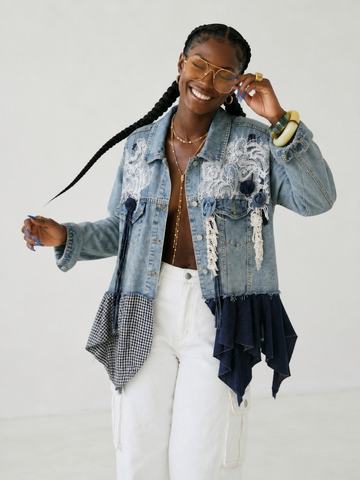 Unique Patchwork Tassel Denim Jacket