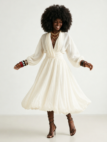 Divine Sheer Bubble Hem Dress