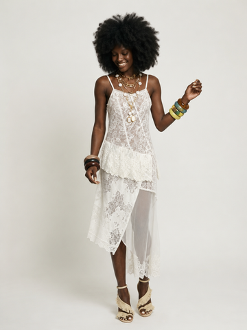Ethereal Lace Mesh Maxi Dress