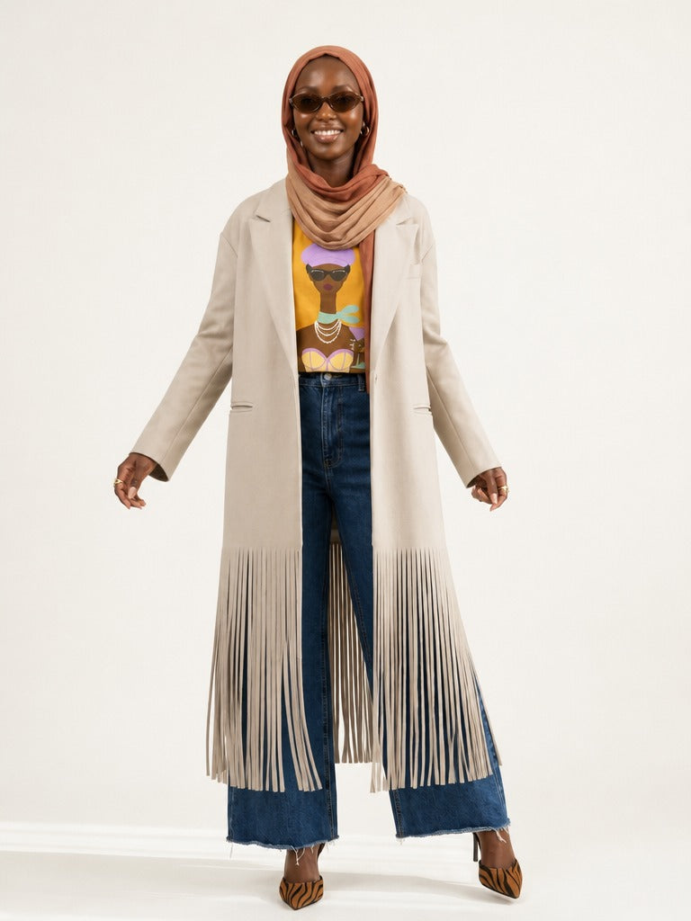 Free Spirit Tassel Longline Coat
