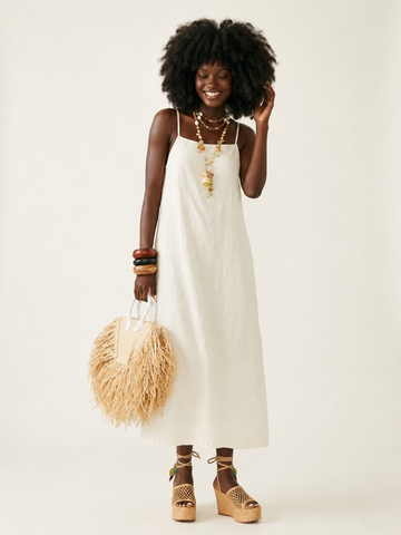 Grounded Linen Sleeveless Maxi Dress