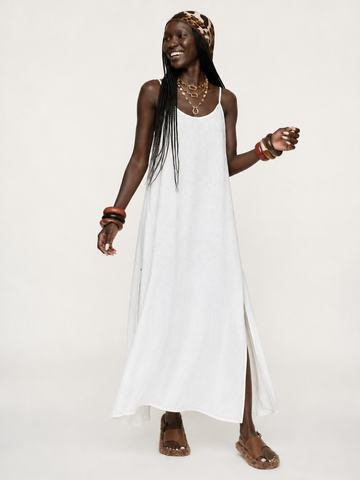 Wanderlust White V-Neck Maxi Dress