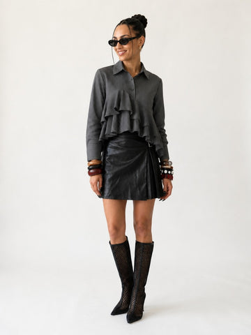 Daring Ruffled Striped Blouse