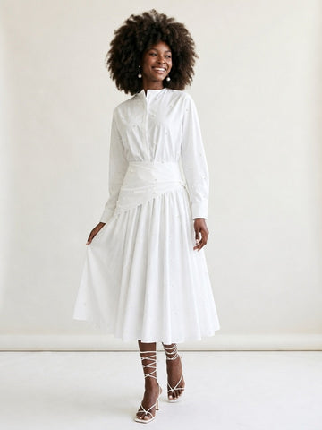 Radiant Pearl Pleated Two-Piece Set
