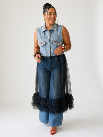 Audacious Pearl Mesh Vest Dress