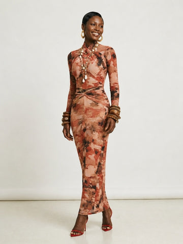Fierce Tie Dye Ruched Maxi Dress