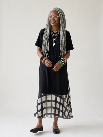 Grounded Plaid Cotton Maxi Dress
