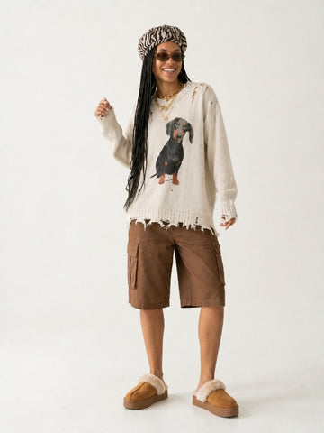 Wild Heart Distressed Knit Sweater