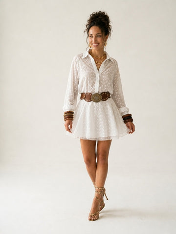 Ethereal Sheer Polka Dot Skirt Set