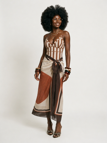 Radiant Striped Sarong Bikini Set