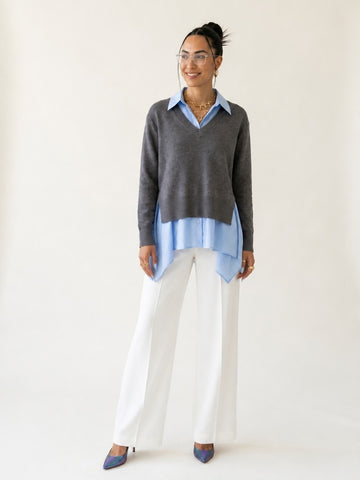 Elegant Knit Layered Blouse
