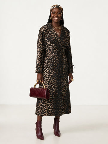 Fierce Leopard Oversized Trench Coat