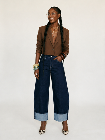 Free Spirit Cuffed Barrel Denim Jeans