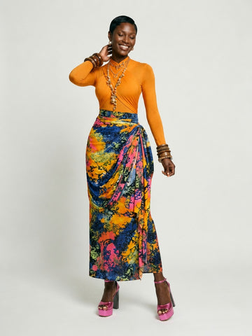 Vibrant Printed Ruched Maxi Set