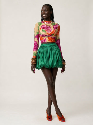 Vibrant Floral Ruched Mini Set