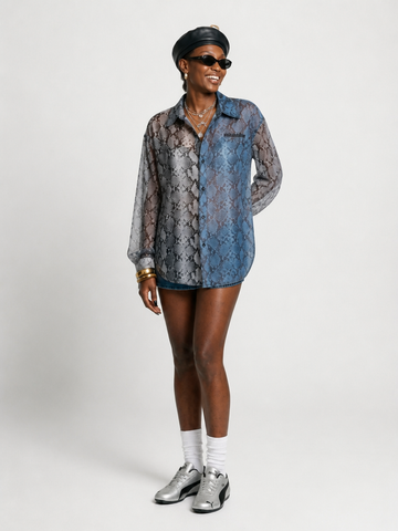 Fierce Snake Print Oversized Shirt