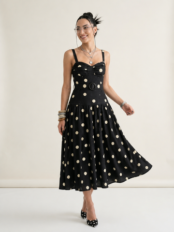 Confident Polka Dot Midi Dress