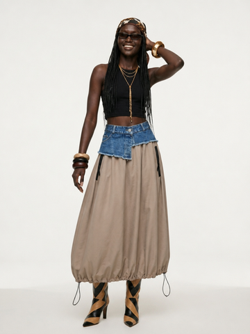 Adventurous Patchwork Denim Skirt